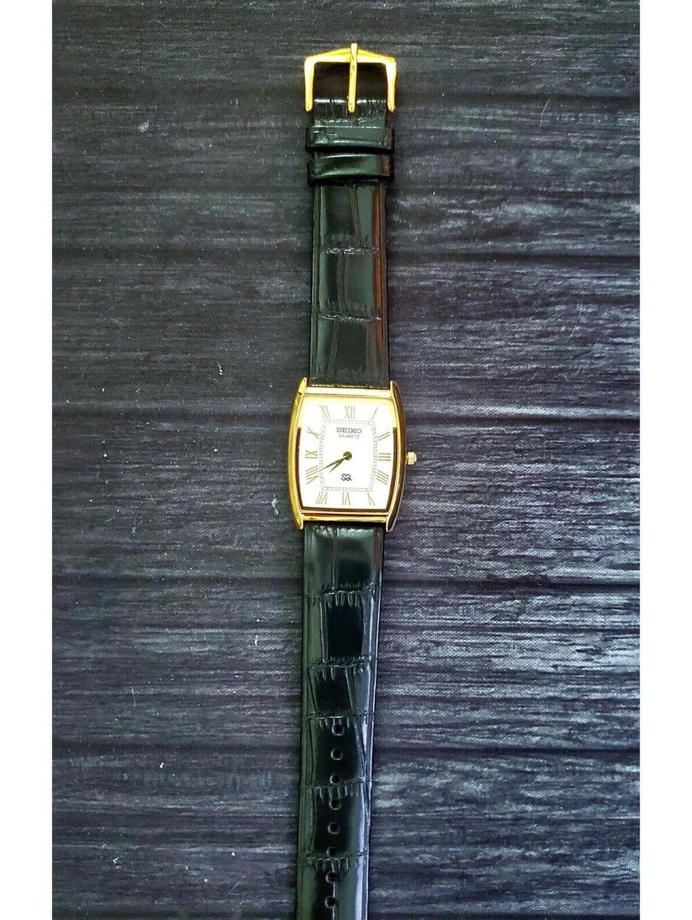 RARE Vintage Mens Seiko Barrel Gold White Watch New Mvt ‎ Bat